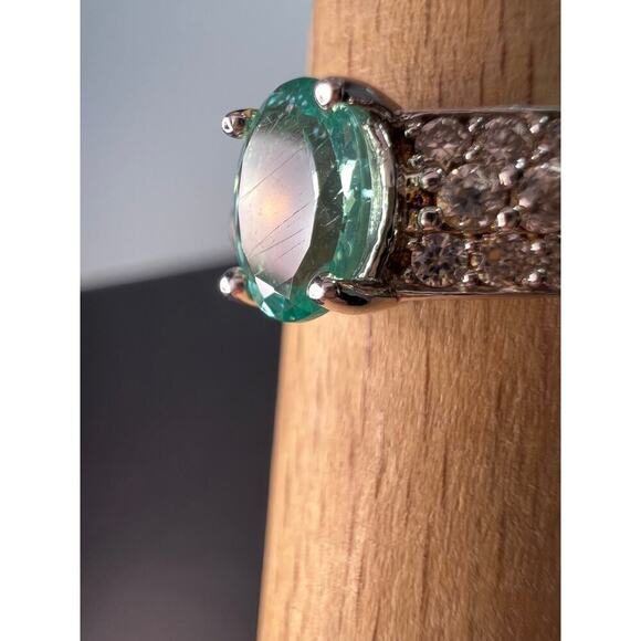 Paraiba apatite and white topaz sterling silver ring size 9 - Picture 7 of 17